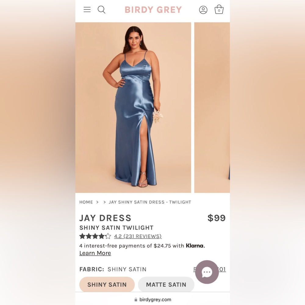 Birdy Grey XXL Twilight Shiny Satin Bridesmaids Dress